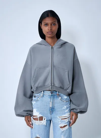 Alexander Wang Crop Zip-up Sweateshirt In Sand