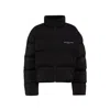 Alexander Wang Cropped Black Puffer Jacket With Jacquard Channel Design And Reflective Logo In Black