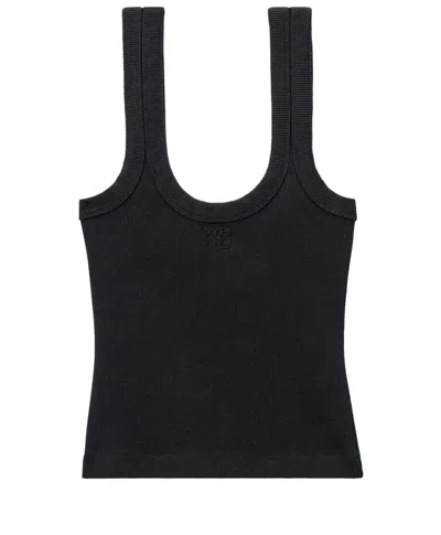 Alexander Wang Cropped Black Tank Top With Embossed Logo