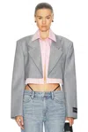 Alexander Wang Pre-styled Cropped Blazer Shirt In 灰色