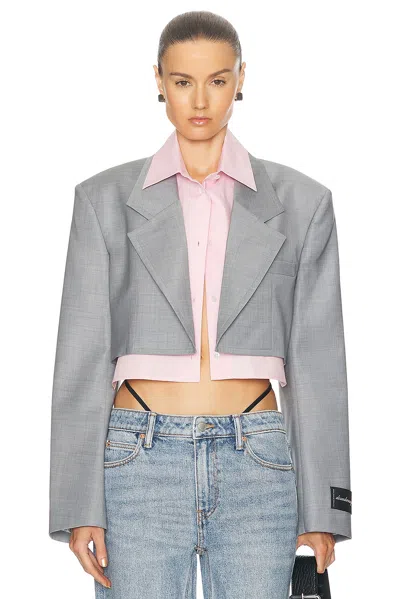 Alexander Wang Pre-styled Cropped Blazer Shirt In 灰色