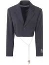 Alexander Wang Cropped Blazer With Chain Clothing In Blue