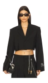 Alexander Wang Cropped Blazer With Chain In Black