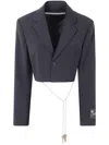 Alexander Wang Cropped Blazer With Chain In Black