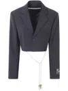 Alexander Wang Cropped Blazer With Chain Clothing In Blue