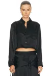 Alexander Wang Cropped Boyfriend Shirt In Black
