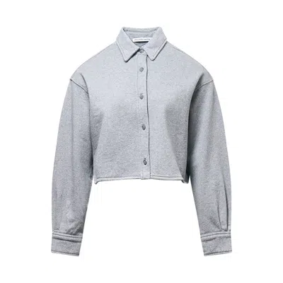 Alexander Wang Cropped Button Down Shirt In Gray
