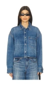 Alexander Wang Cropped Button Down Shirt In Blue