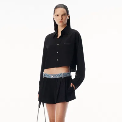 Alexander Wang Cropped Button-down Shirt In Black