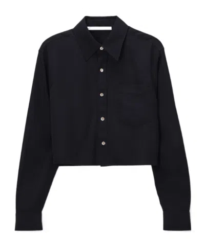 Alexander Wang Cropped Button-down Shirt In Black