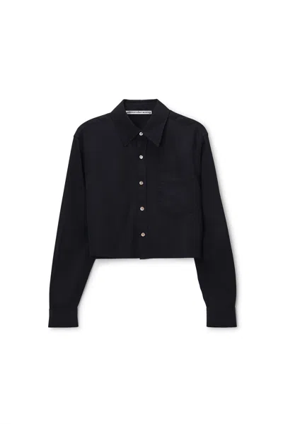 Alexander Wang Cropped Button-down Shirt In Black