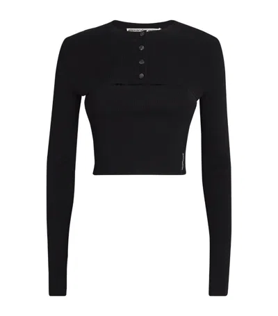 Alexander Wang Cropped Cardigan And Cami Set In Black