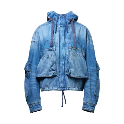 Alexander Wang Cropped Cargo Jacket In Blue