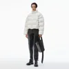 Alexander Wang Cropped Puffer Coat With Reflective Logo In Paper White