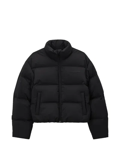 Alexander Wang Cropped Channel Puffer Jacket In Black