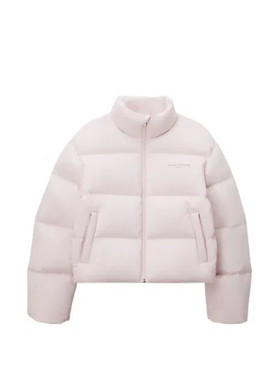 Alexander Wang Cropped Channel Puffer Jacket In Pink