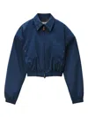 Alexander Wang Cropped Cinched Harrington Jacket In Blue