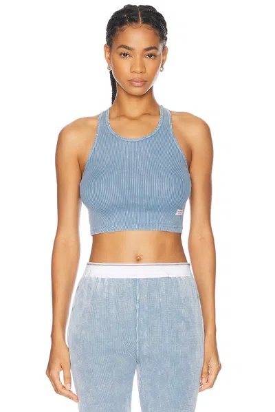 Alexander Wang Cropped Classic Racer Tank Top In Washed Blue