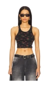 Alexander Wang Cropped Classic Racer Tank In Washed Black Multi