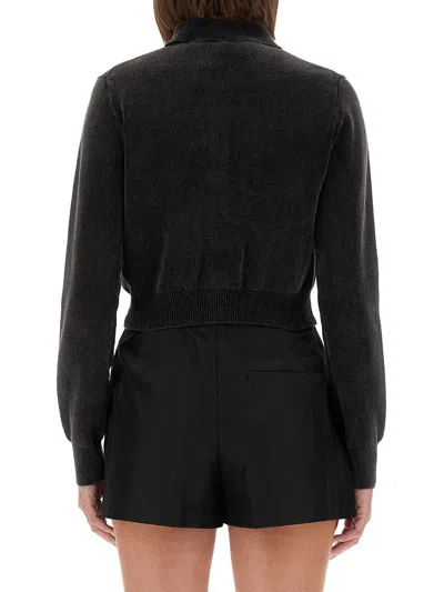 Alexander Wang Cropped Collar Cardigan In Gray