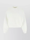 Alexander Wang Cropped Cotton Blend Crew-neck Sweatshirt In White