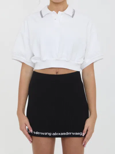 Alexander Wang Alexanderwang. T Relaxed Cropped Cinched Polo Top In White