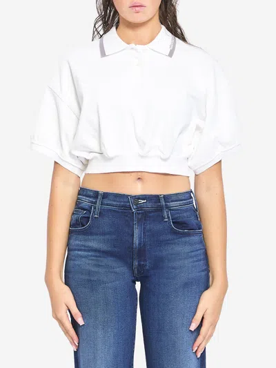 Alexander Wang Cropped Cotton Polo Shirt In Multi