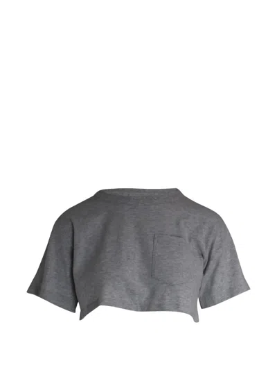 Pre-owned Alexander Wang Cropped Cotton T-shirt In Gray