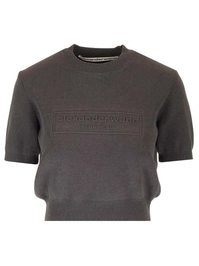 ALEXANDER WANG CROPPED CREW NECK SWEATER