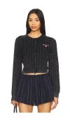 Alexander Wang Cropped Crewneck Cardigan In Black