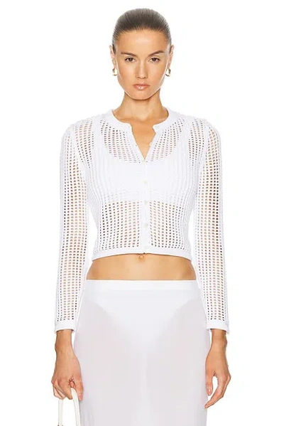 Alexander Wang Open-knit Cropped Cardigan In White