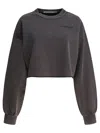 Alexander Wang Cropped Crewneck Sweatshirt Sweatshirts Black In Gray