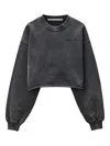 Alexander Wang Embroidered-logo Cropped Sweatshirt In Gray