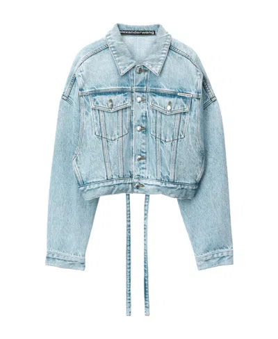 Alexander Wang Cropped Denim Jacket In Blue