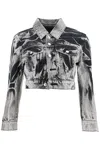 Alexander Wang Women Blade Logo-embroidery Denim Trucker Jacket In Black Acid Crush (black)