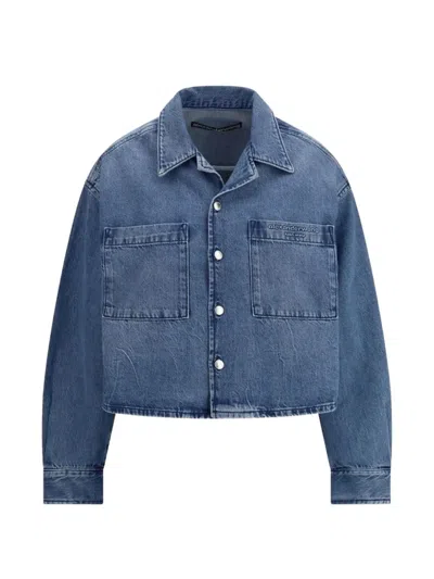 Alexander Wang Cropped Denim Shirt In Blue