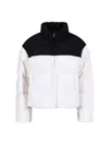 Alexander Wang Cropped White Puffer Jacket With High Collar And Contrast Panel In White