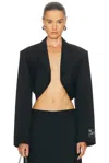 Alexander Wang Cropped Drape Back Blazer In Black