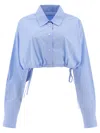 Alexander Wang Drawstring Cropped Shirt In Blue