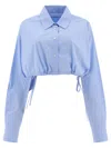 Alexander Wang Drawstring Cropped Shirt In Light Blue