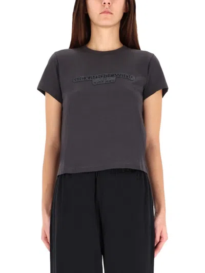 Alexander Wang Charcoal Cotton Oversize T-shirt In Black