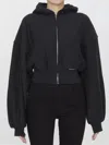 Alexander Wang Womens Faded Black Brand-patch Cropped Cotton-jersey Hoody