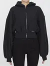 Alexander Wang Womens Faded Black Brand-patch Cropped Cotton-jersey Hoody