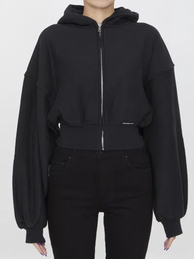 ALEXANDER WANG CROPPED HOODIE IN COTTON