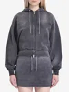 Alexander Wang Cropped Hoodie With Crystals In Black
