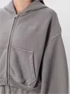 Alexander Wang Cropped Hoodie Zip-up Oversized In Gray