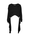 Alexander Wang Cropped Inverted Sweater In Black Wool In Black