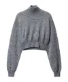 Alexander Wang Cropped Sweater With Embossed Logo In Gray