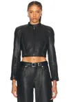 Alexander Wang Cropped Moto Jacket In Lambskin Leather In Black