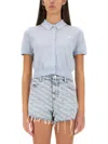 Alexander Wang Logo-embroidered Polo Cardigan In Blue